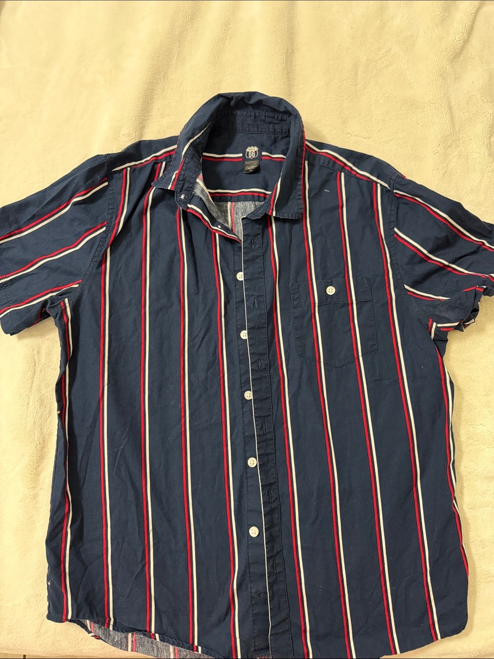 Classic Men's Navy Stripe Button-Up Shirt
